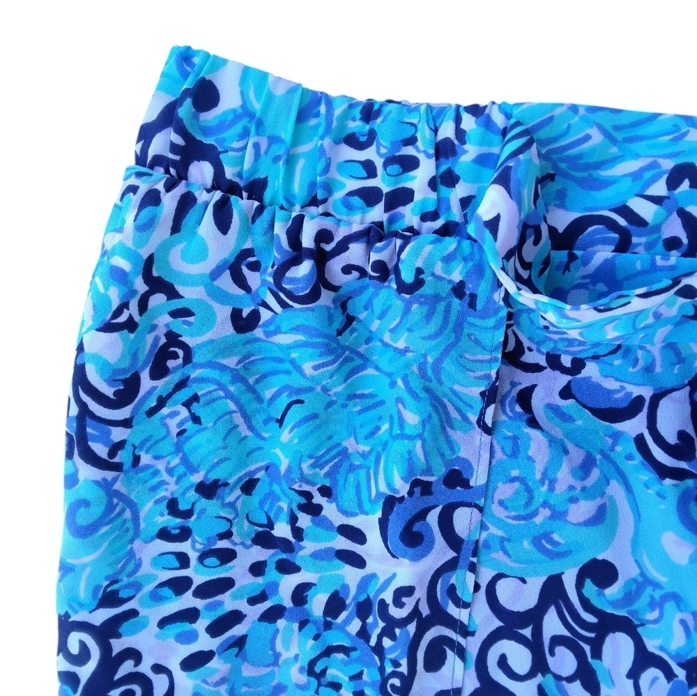 Lilly Pulitzer Blue Mylee Print Tie Front Shorts Breezy Beachy Style Size 2 - Picture 6 of 11